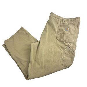 CARHARTT Rugged Flex Relaxed Fit Canvas Work Pants Men's Size 52 X 32 Tan Khaki